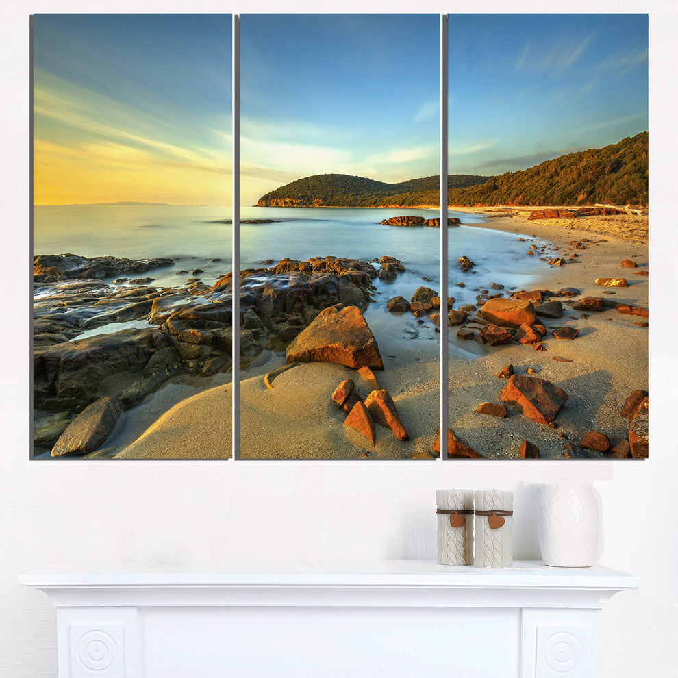 "Sunset in Cala Violina Bay" Metal Wall Art, 3 Panels, 36"x28"