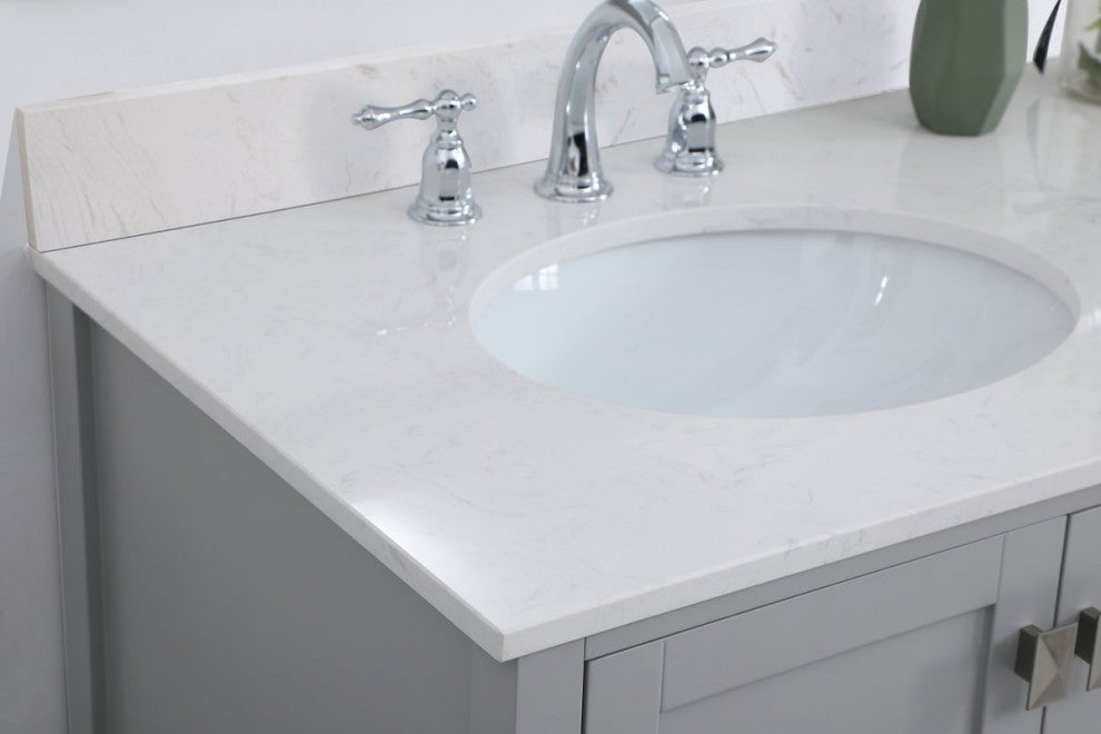 Iris 42" Single Bathroom Vanity, Gray With Backsplash