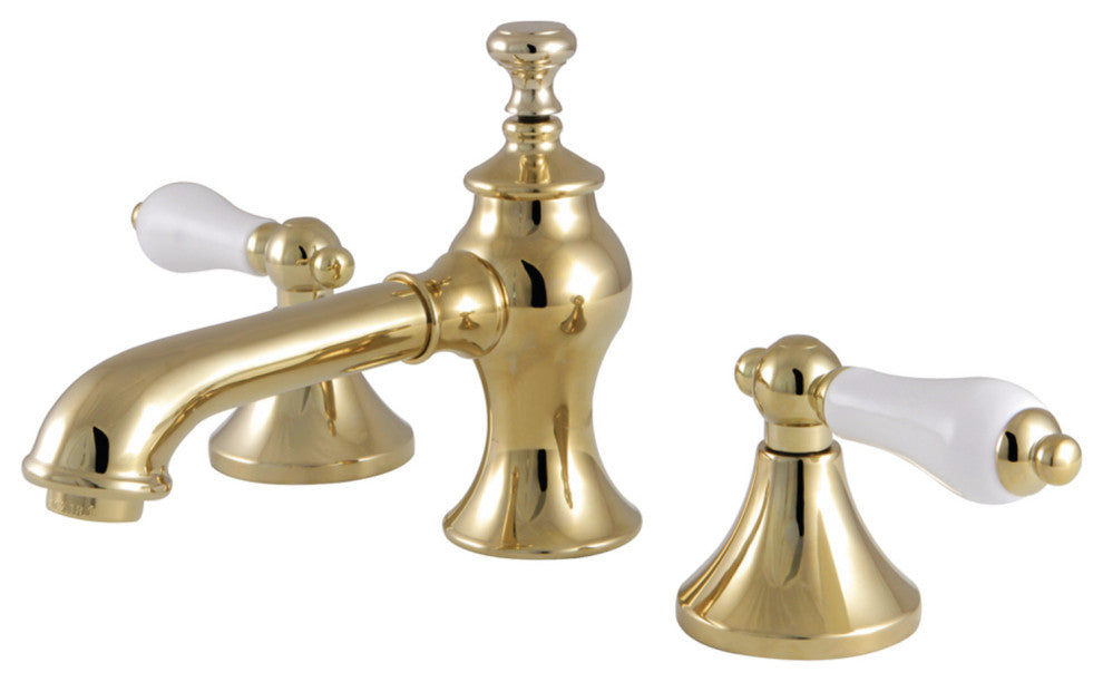 Kingston Brass Widespread Bathroom Faucet With Brass Pop-Up, Polished Brass