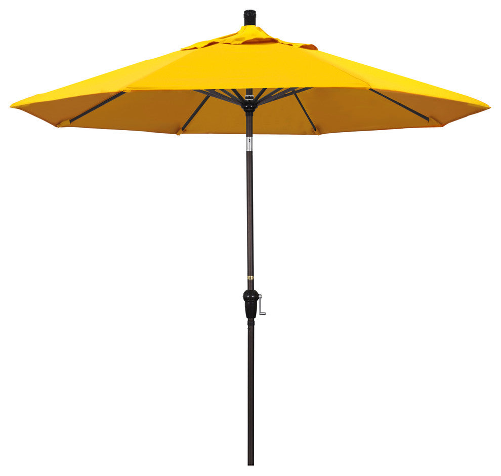 9' Aluminum Umbrella Auto Tilt Bronze, Sunflower Yellow