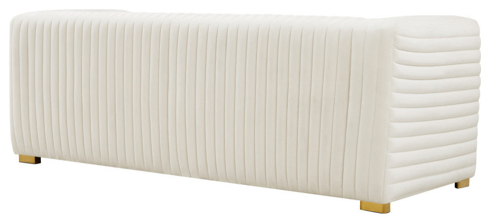 Ravish Velvet Upholstered Chair, Cream, Sofa