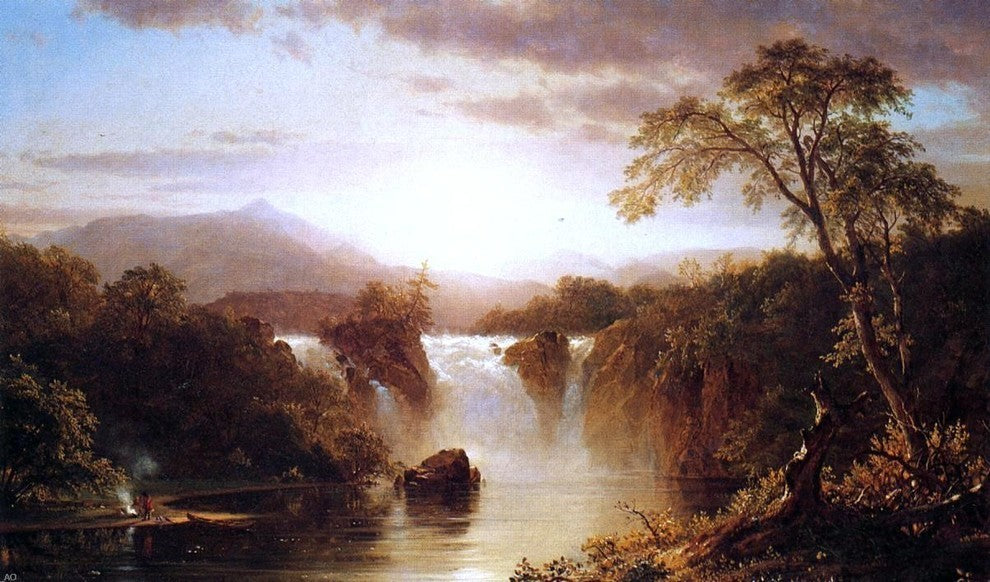Frederic Edwin Church Landscape With Waterfall Premium Canvas Print