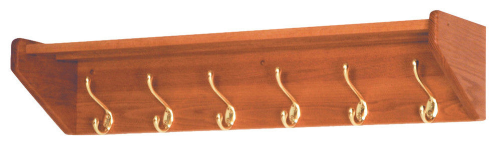 6 Hook Shelf, Light Oak, Medium Oak