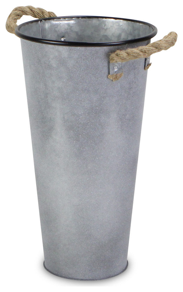 Rope Handle French Metal Planter, 27.5", 17"