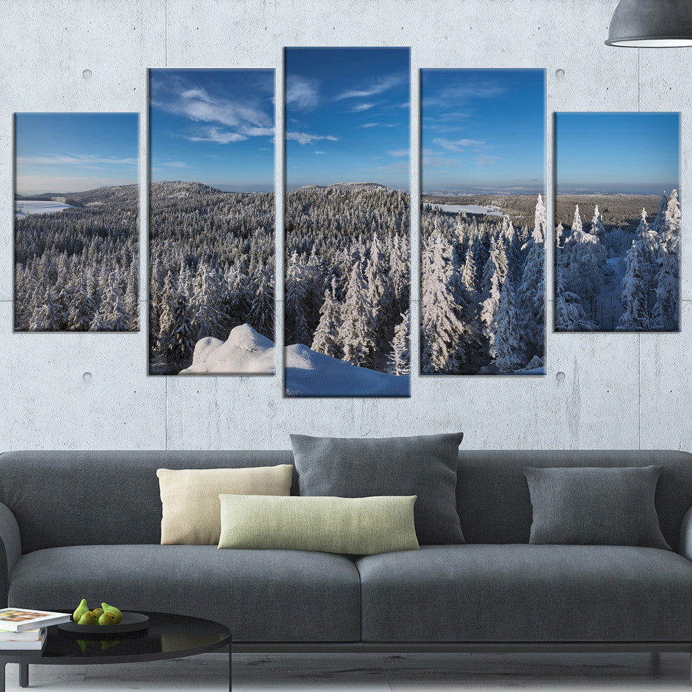 "Gory Stolowe From Szczeliniec Mountains" Landscape Wall Art, 5 Panels, 60"x32"