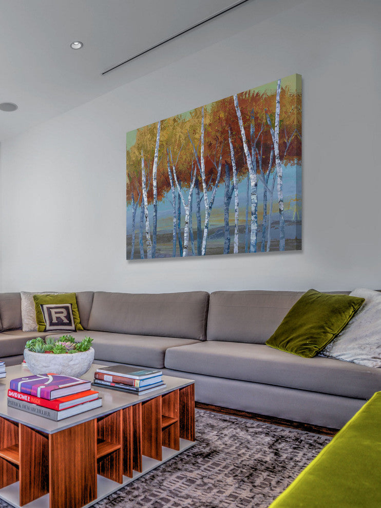 "Sunlit Saplings II" Painting Print on Wrapped Canvas by Julie Joy