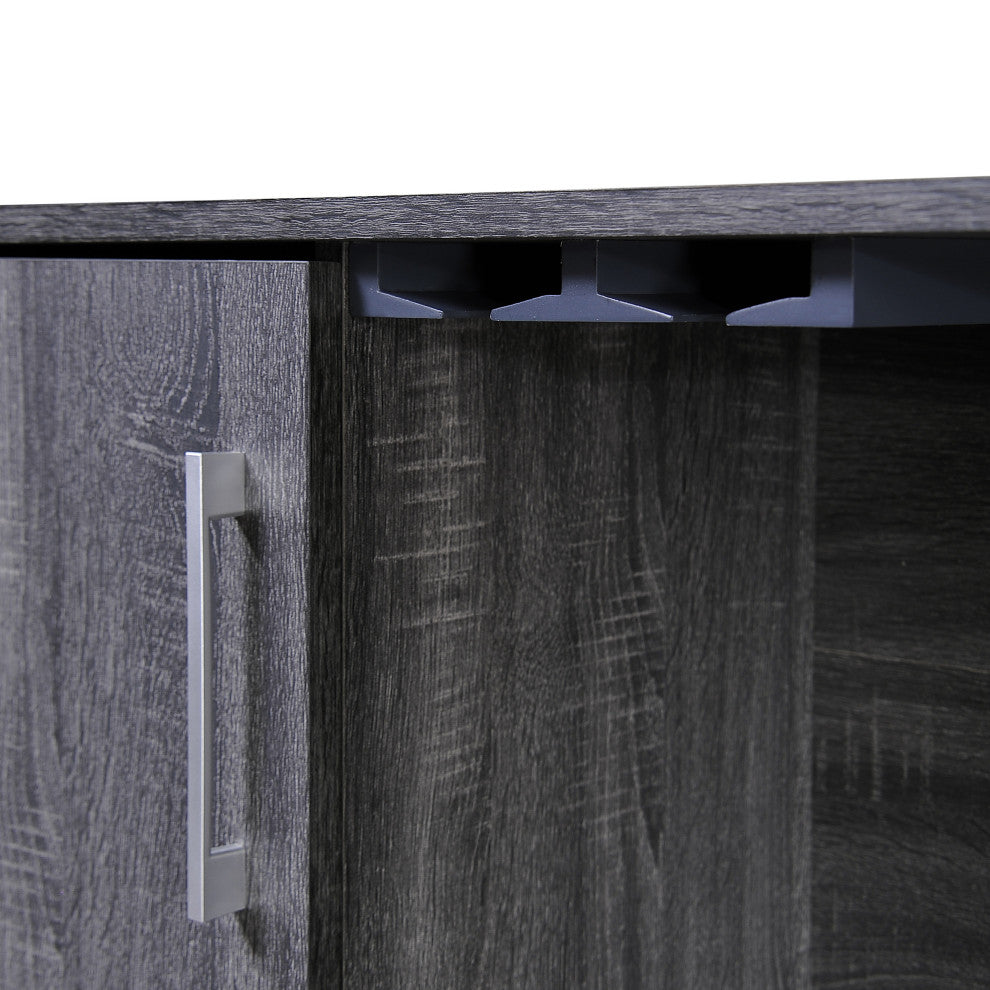 GDF Studio Lochner Mid-Century Modern 15-Bottle Wine and Bar Cabinet, Sonoma Gray Oak, Black