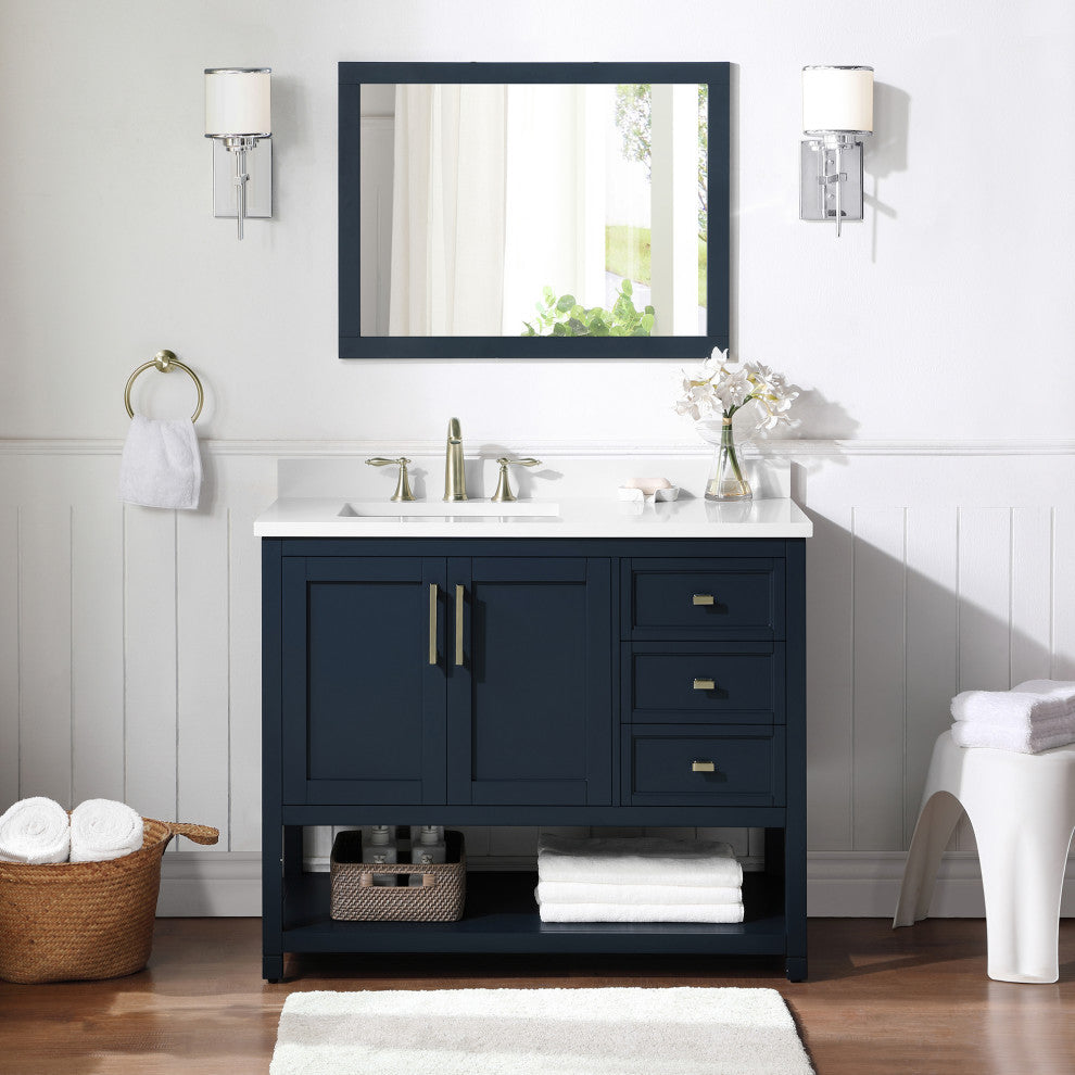 OVE Decors Stanley 42" Vanity, Midnight Blue With Power Bar