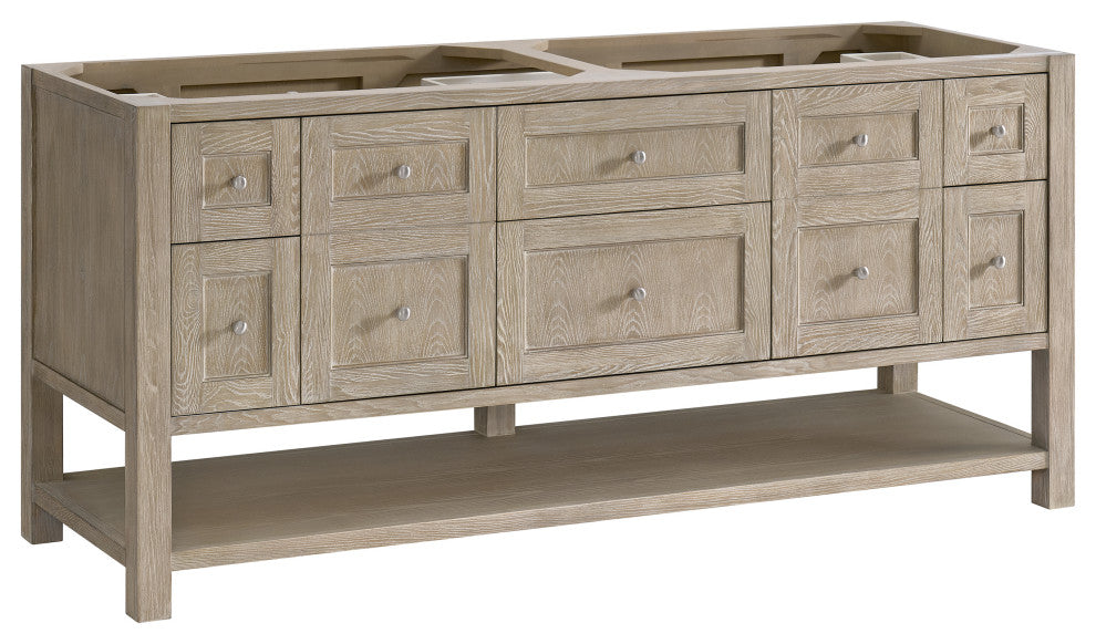 Breckenridge 72" Double Vanity, Oak, 3 CM White Zeus Top
