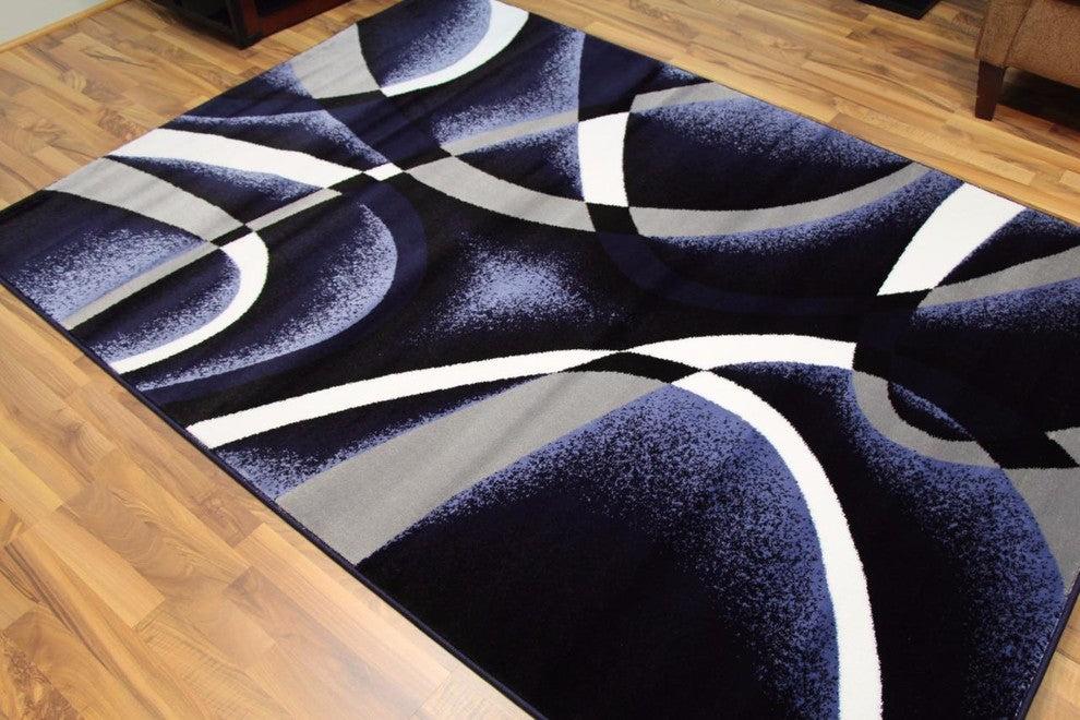 Luxe Weavers Abstract Modern Area Rug, Navy, 6'5"x9'2"