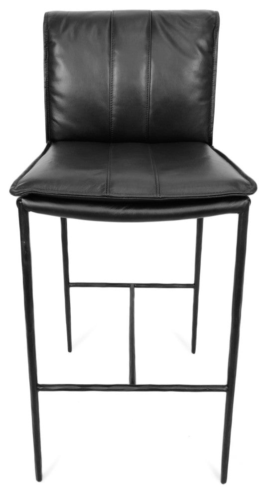 Bentley Black Leather Bar Stool