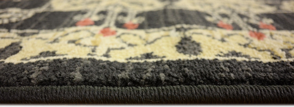 Unique Loom Black Carnation Edinburgh 3' 3 x 5' 3 Area Rug