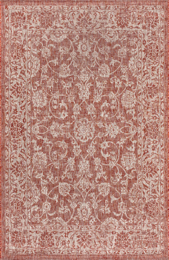Tela Bohemian Textured Weave Floral Indoor/Outdoor Area Rug