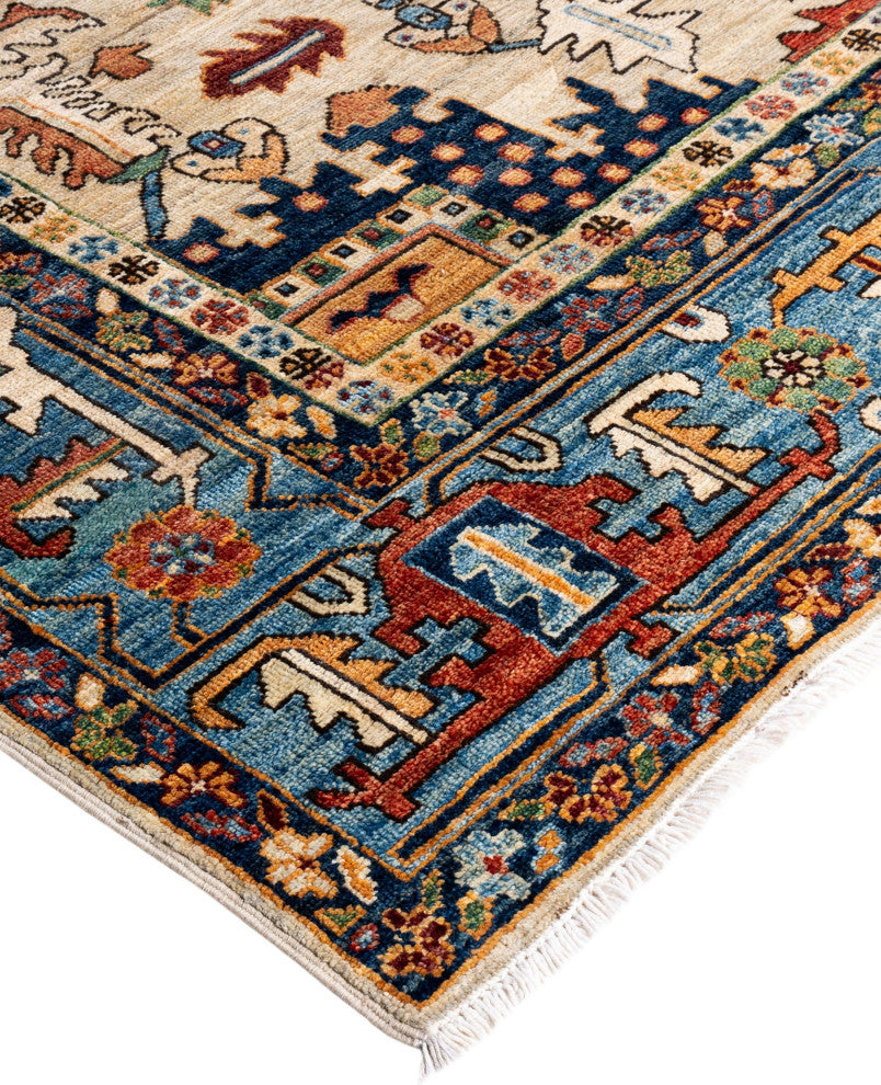 Serapi One-of-a-Kind Hand-Knotted Area Rug Ivory, 8'1" x 9'8"