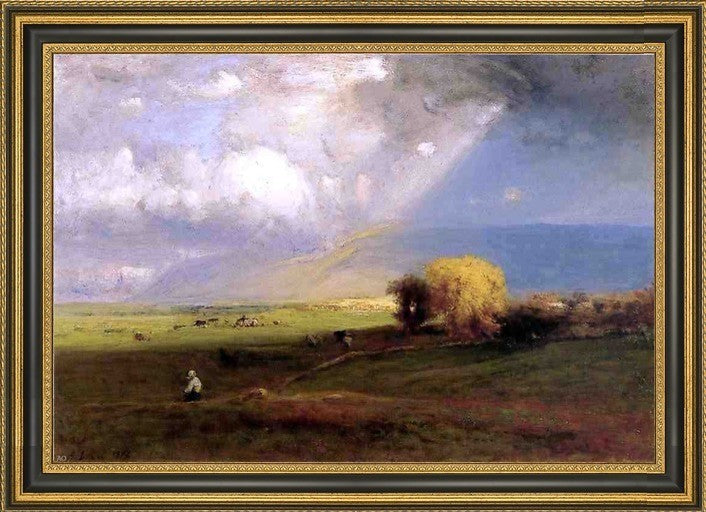 George Inness Passing Clouds Passing Shower Framed Premium Canvas Print, 18"x27"