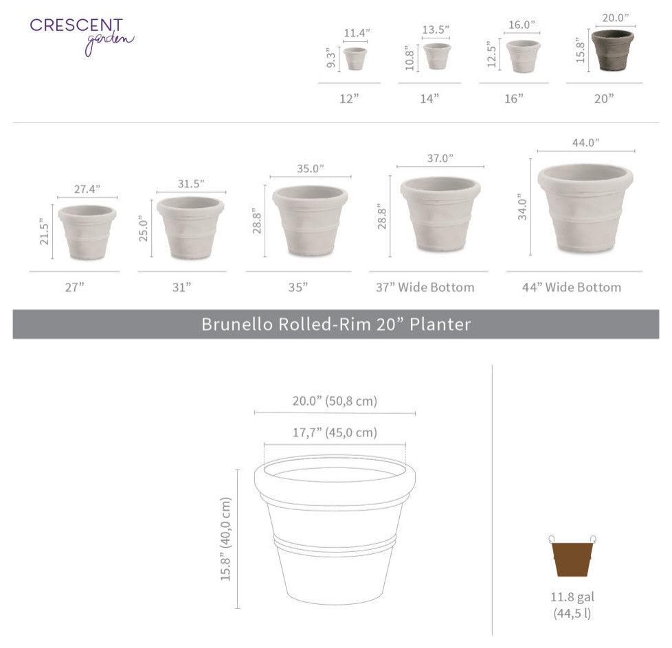 Brunello Planter, Black, 20"