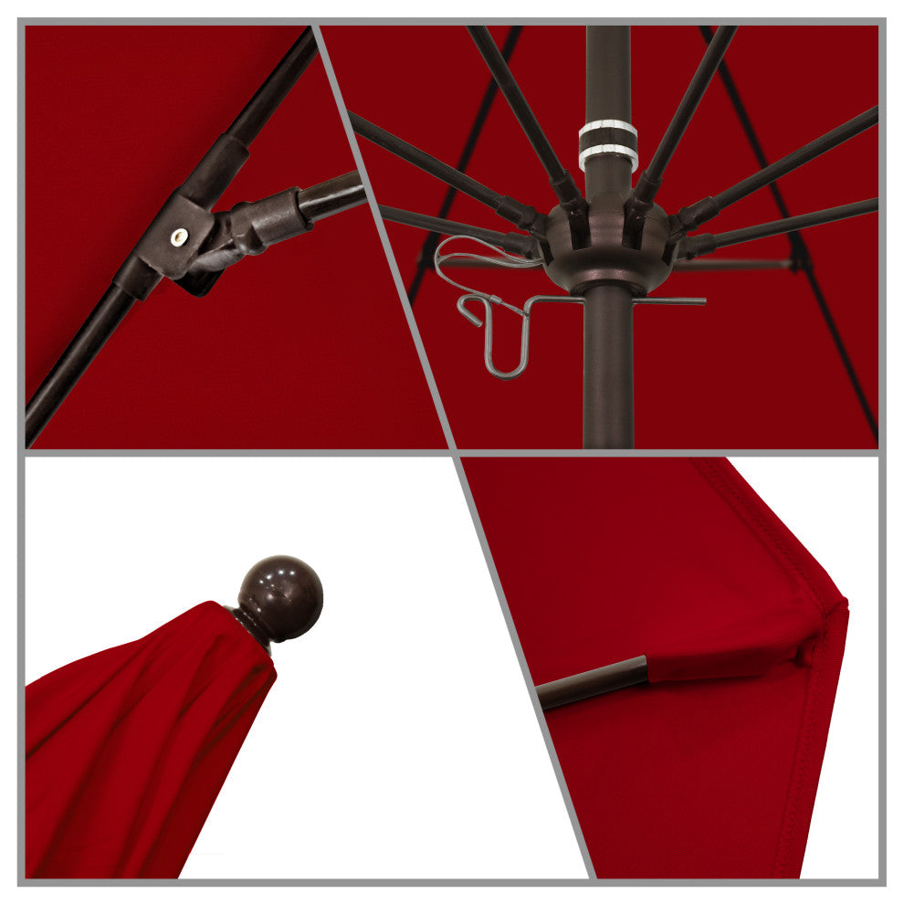 7.5' Fiberglass Umbrella Bronze, Sunbrella, Jockey Red