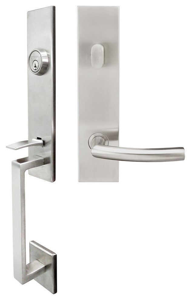 Oslo Lever, Tubular Entry Handleset, Left Hand, Satin Stainless Steel