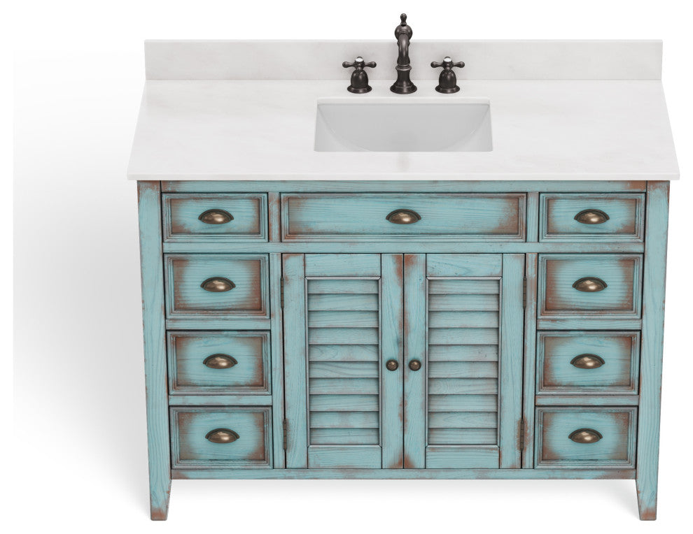 The Aurora Bathroom Vanity, Blue, 47", Single Sink, Freestanding