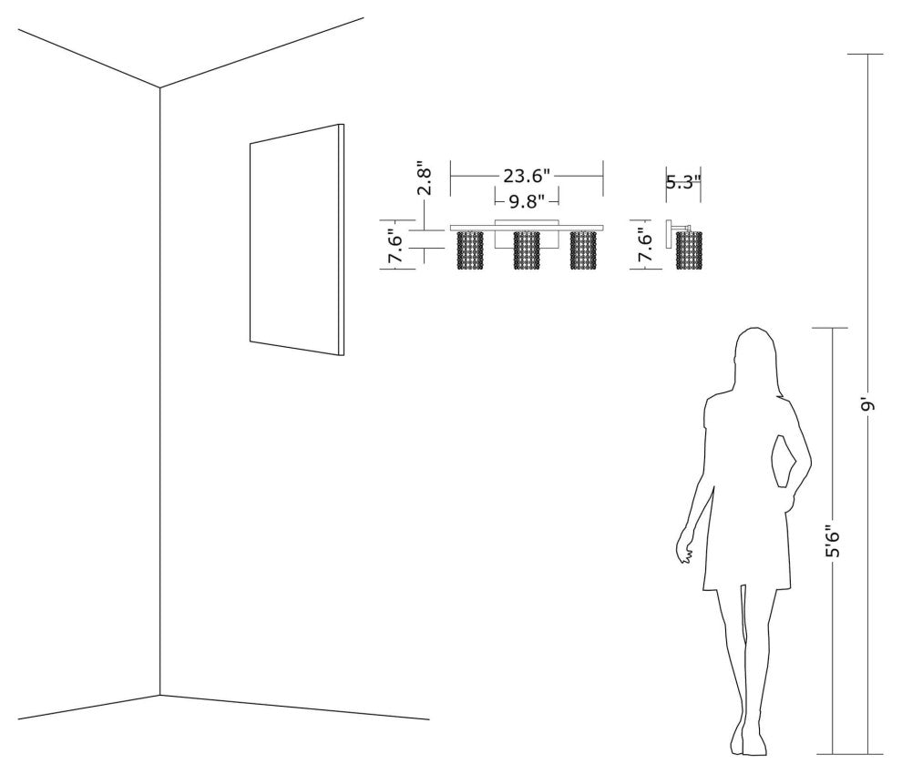 Camille 3-light Round Shade Wall Sconce