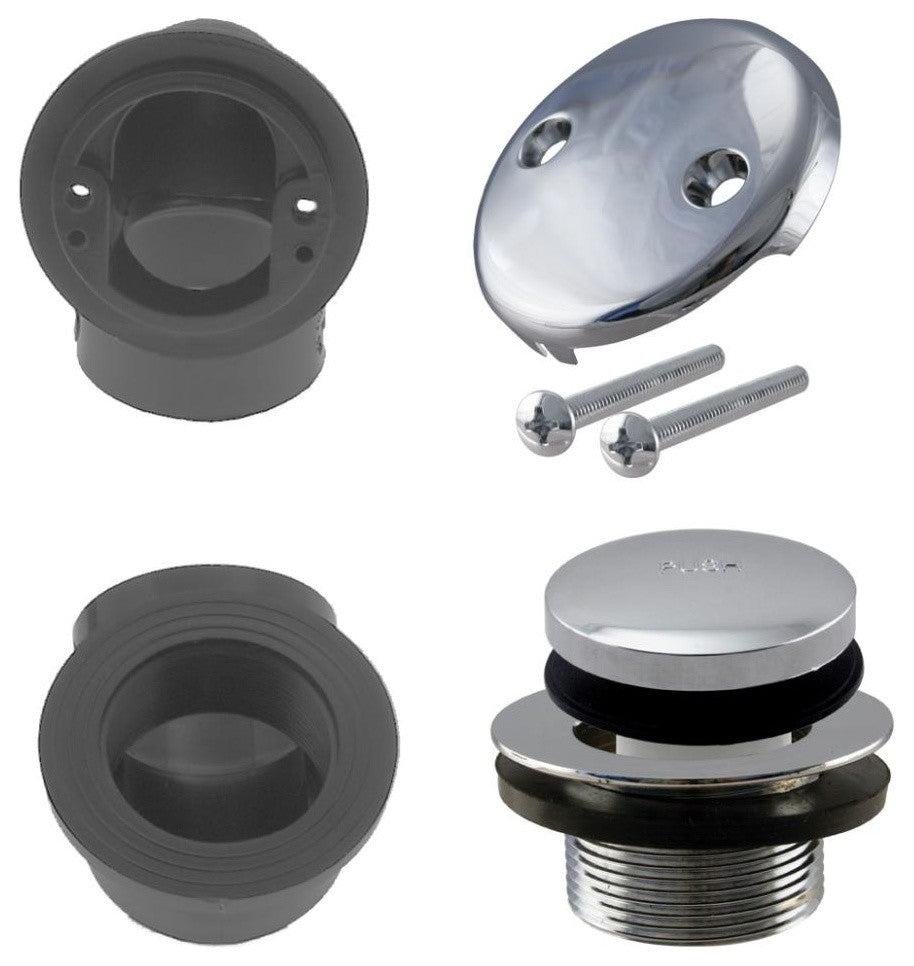 Tip Toe Sch. 40 ABS Plumber'S Pack With Two-Hole Elbow In Polished Chrome