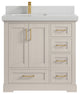 Boston 36" Left Offset Bath Vanity in Fine Grain 2" Carrara Quartz
