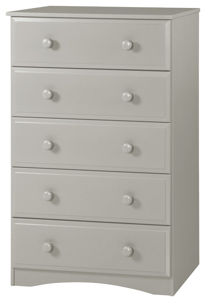 Essentials Five Drawer Chest, Gray Finish