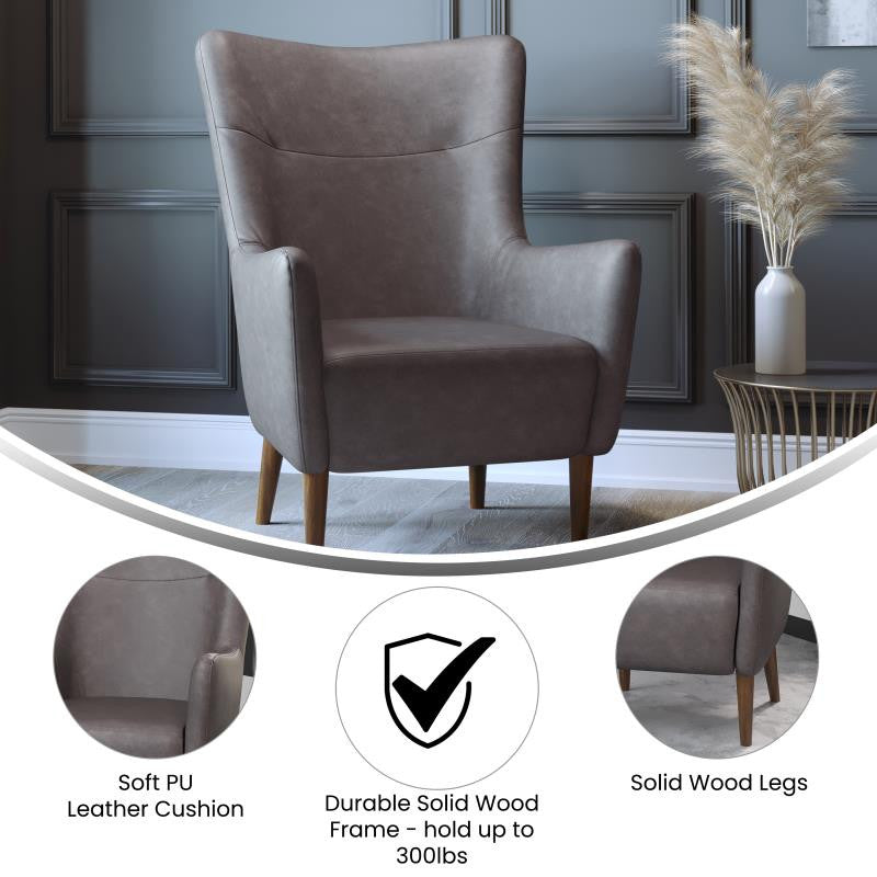 Connor Traditional Wingback Accent Chair, Dark Gray