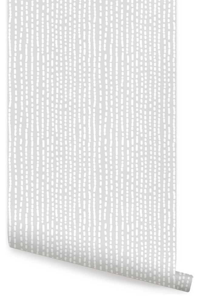 Line Art Peel and Stick Vinyl Wallpaper, Cool Gray, 24"w X 108"h