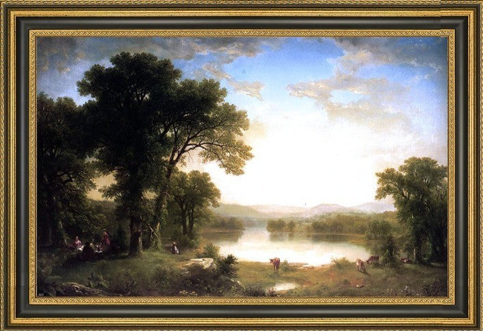 Asher Brown Durand Picnic in The Country Framed Premium Canvas Print, 18"x27"