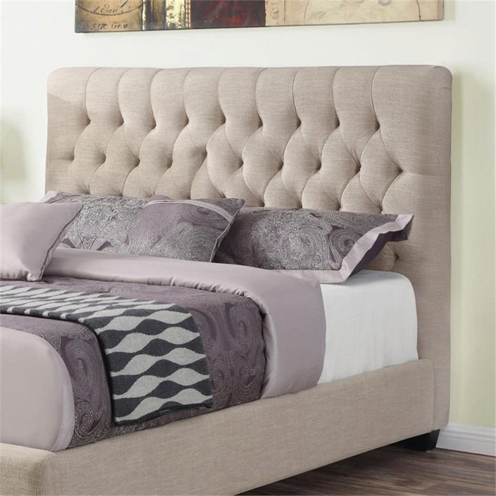 Coaster Chloe Fabric Upholstered Tufted Queen Headboard in Beige