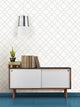 Modern Quatrefoil Wallpaper, White and Gray, Sample