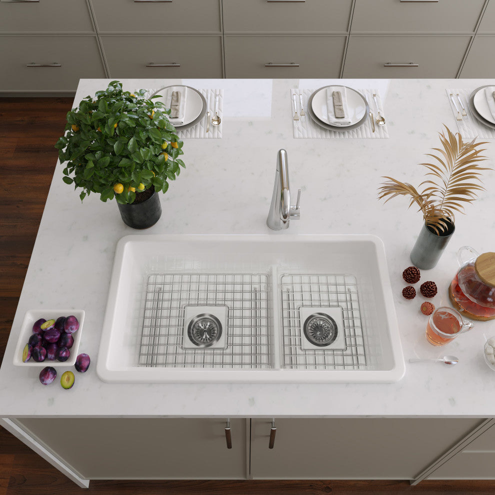 Nantucket Sinks 60/40 Dualmount Fireclay Sink Wellfleet-31OSW