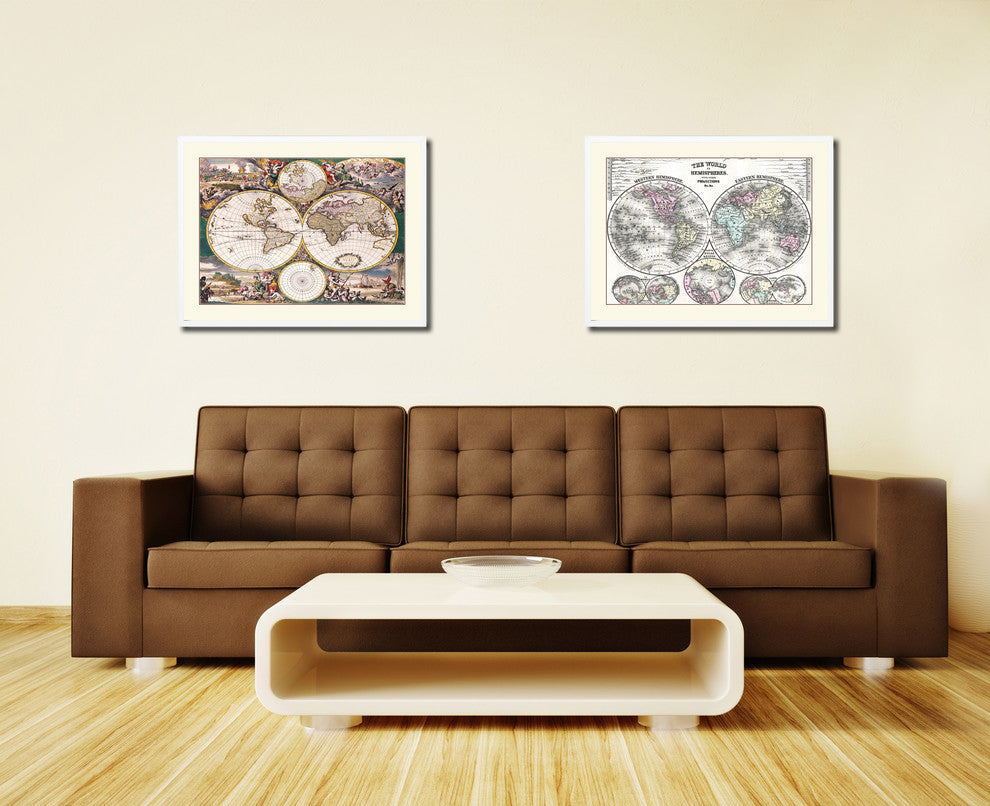 Frederick Ee Wit  Old Map Print On Canvas With Frame Art Collection 16" X 21"