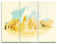 "Cairo Panoramic View" Watercolor Metal Wall Art, 3 Panels, 36"x28"