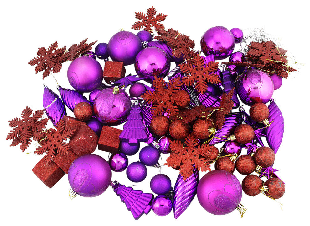 125-Piece Club Pack of Shatterproof Jet Black and Silver Christmas Ornaments , P