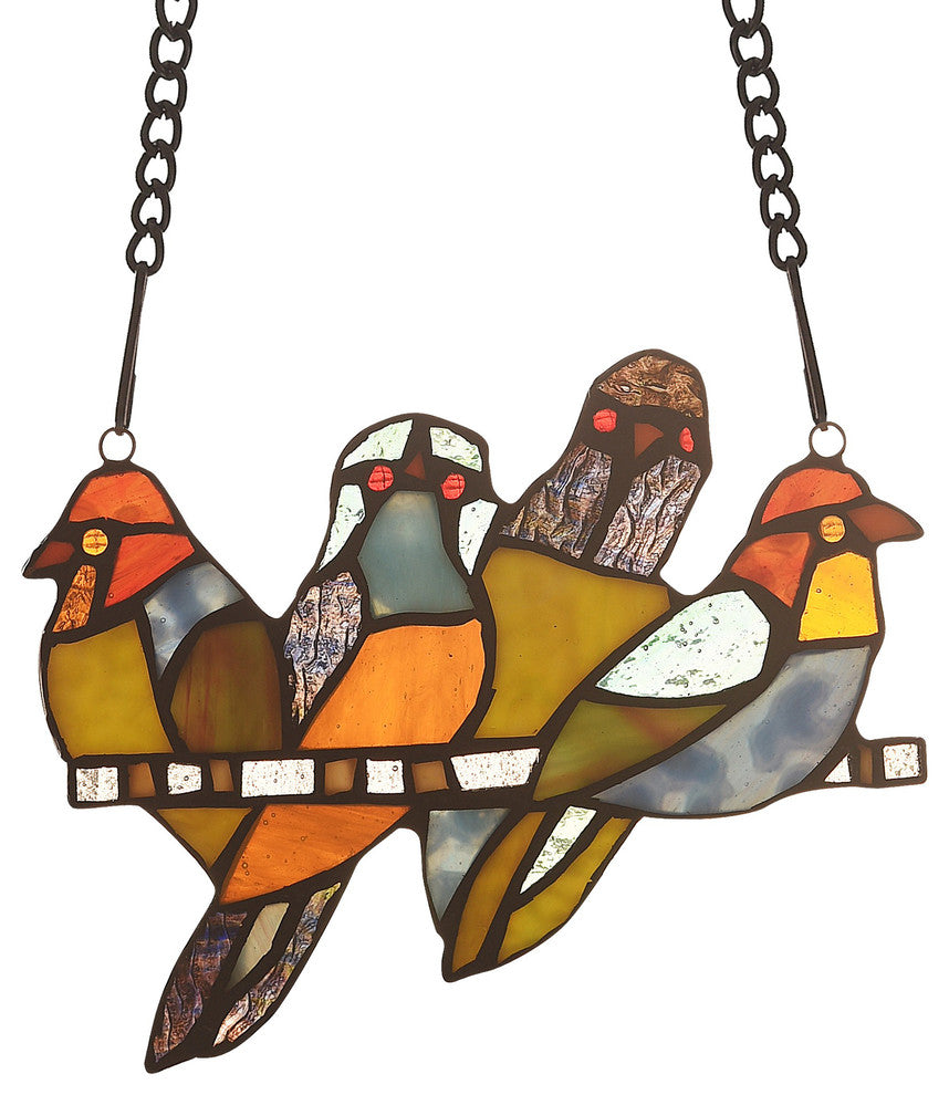 CHLOE-Lighting STARLING Animal Tiffany-glass Window Panel 8" Wide