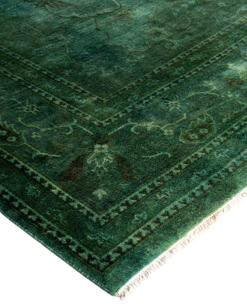 Overdyed One-of-a-Kind Hand-Knotted Area Rug Green, 8' 1" x 10' 4"