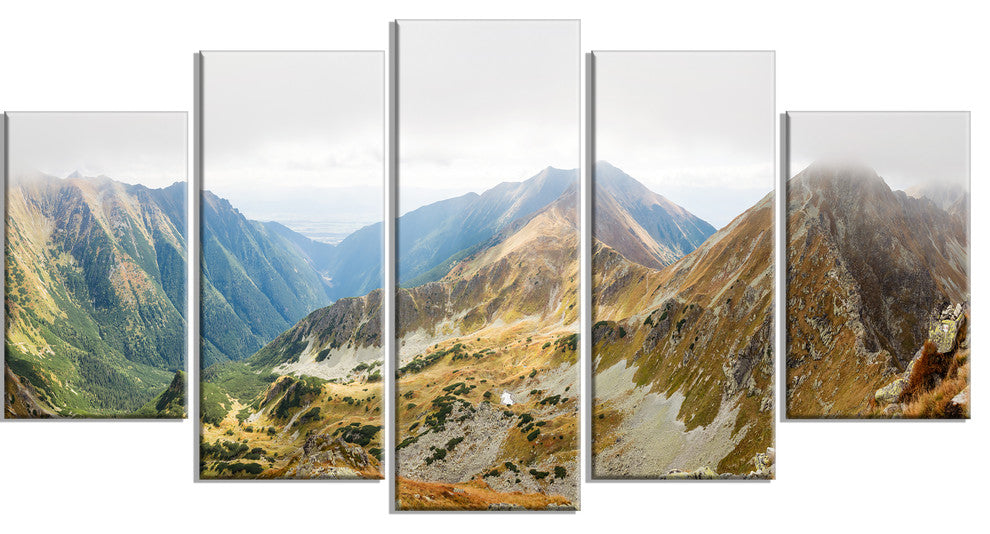 "Ostry Rohac And Placlive Peaks" Landscape Wall Art Wall Art, 5 Panels, 60"x32"