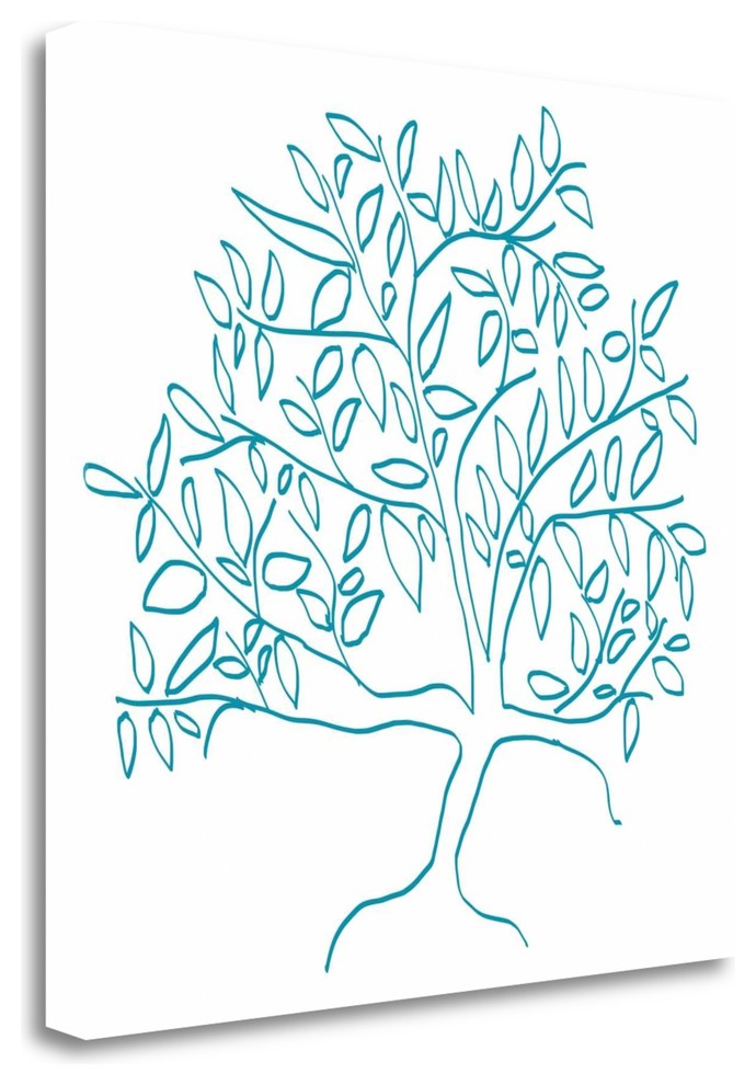 "A Teal Tree" By Jan Weiss, Giclee Print on Gallery Wrap Canvas, Ready to Hang