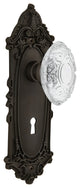 Victorian Plate Single Dummy, Keyhole Crystal Victorian Knob, Oil-Rubbed Bronze