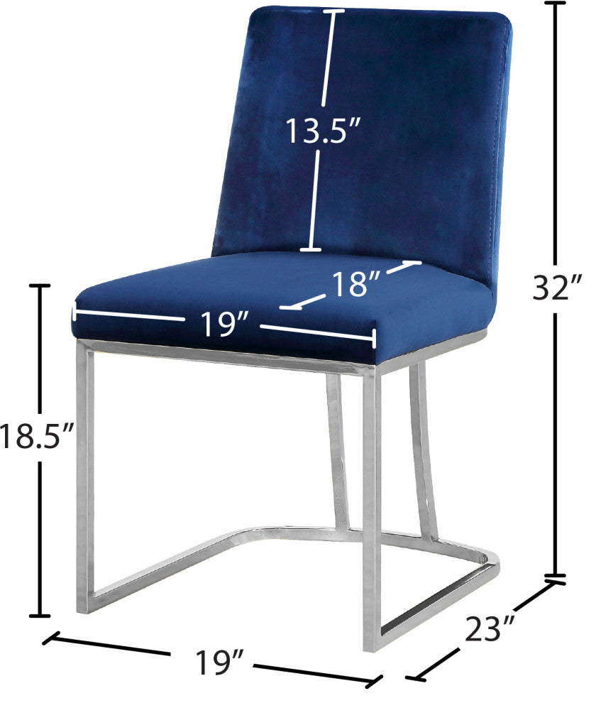 Heidi Black Velvet Dining Chair Set of 2, Navy