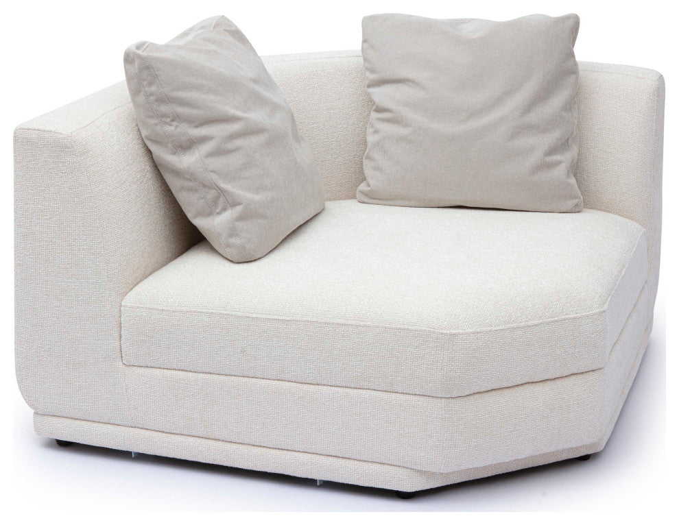 Perry Cream Chenille Modular Wedge Corner Chair