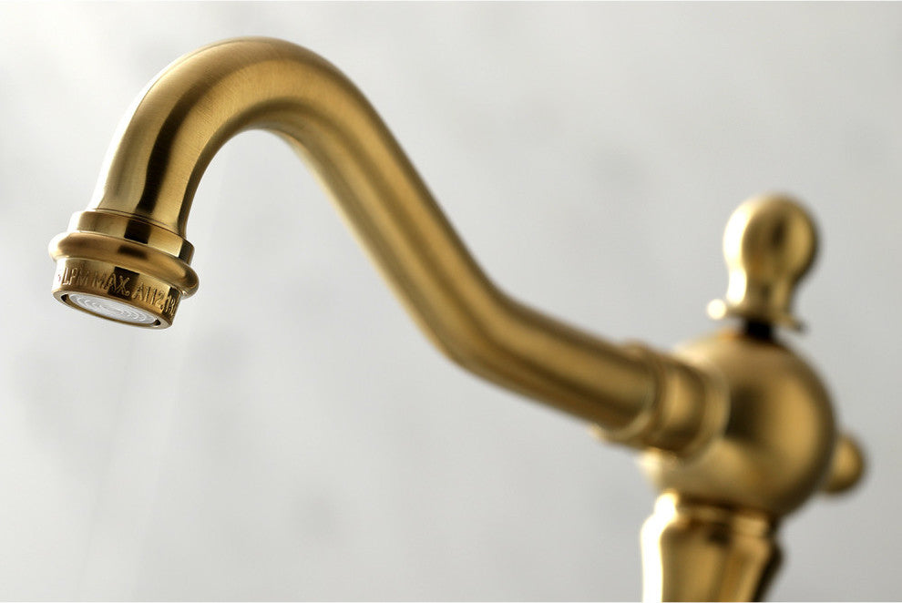 Kingston Brass Widespread Bathroom Faucet With Brass Pop-Up, Brushed Brass