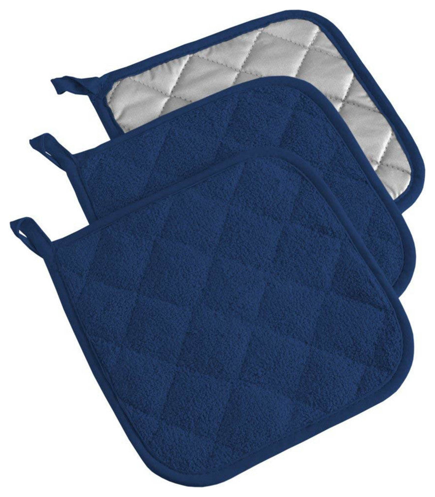 DII Nautical Blue Terry Potholder, Set of 3