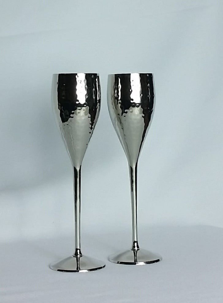 Elegance Hammered Flute Goblets, Set of 2