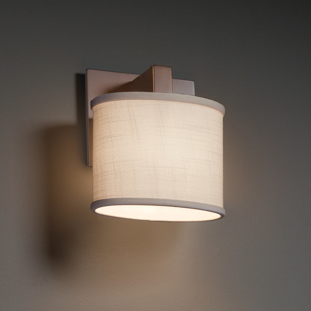 Textile Modular 1-Light Wall Sconce, Oval, Dark Bronze, Cream Fabric Shade