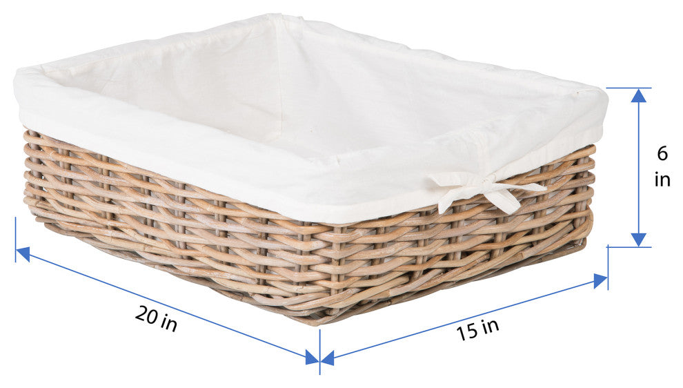 Kobo Rattan Shelf and Underbed Basket, Gray-Brown, 15" X 20" X 6"