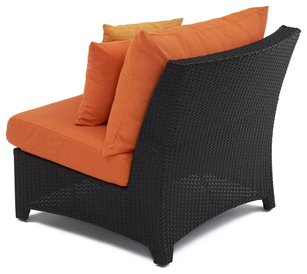 Deco 6 Piece Aluminum Outdoor Patio Sectional and Table Set, Tikka Orange