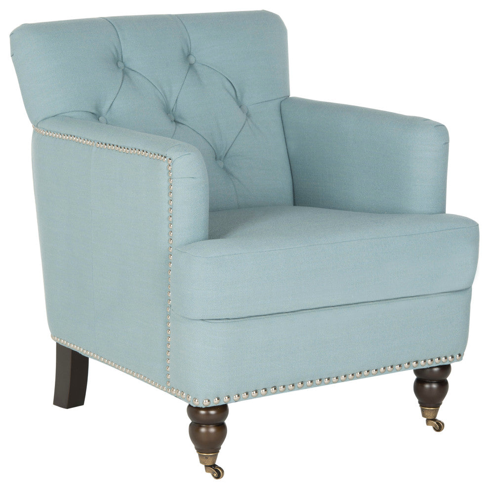 Safavieh Colin Tufted Club Chair, Sky Blue Linen